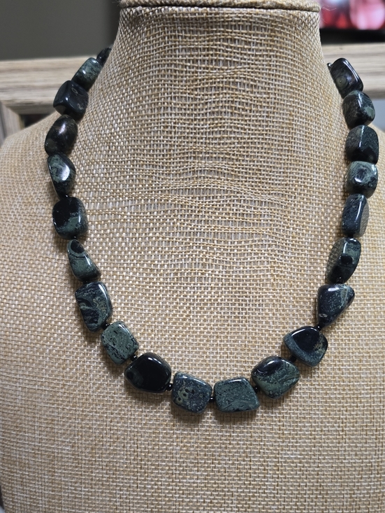 You & I Jewelry - You & I Green Kambaba Jasper Stone Chunky Necklace